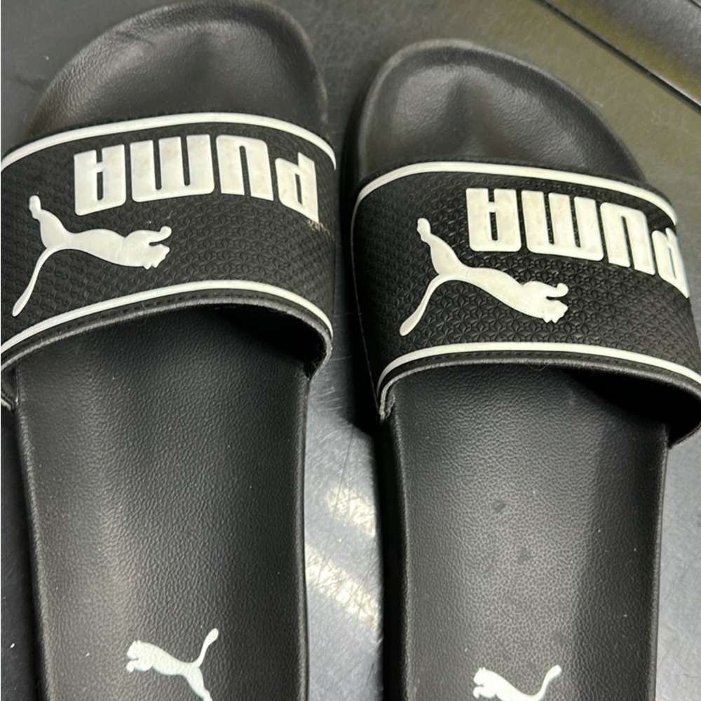 Puma Black and White Slide Sandals